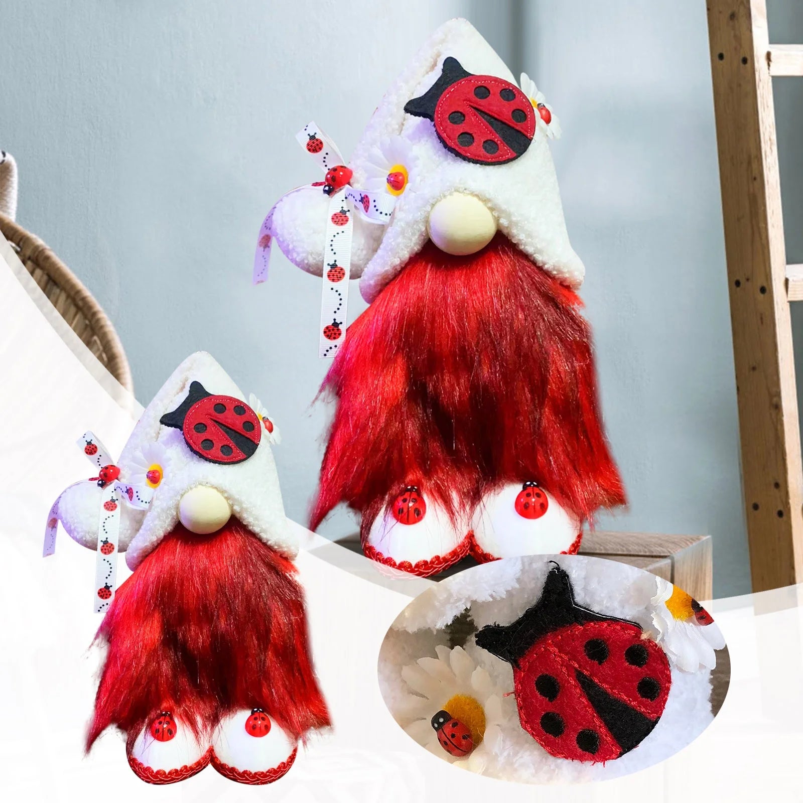 Ladybugs Daisy Big Nose Forest Elder Doll Ornament F843