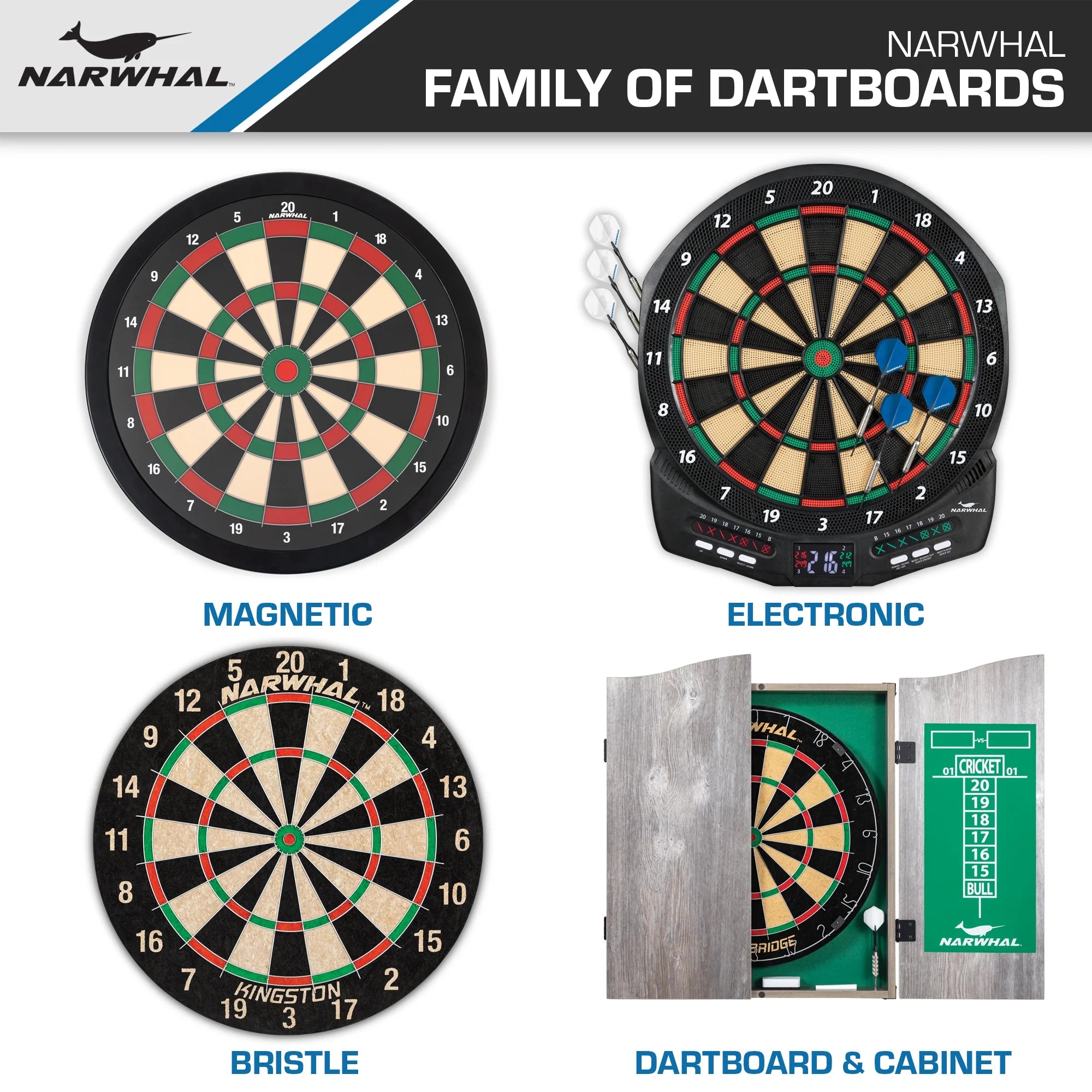 18 in Dartboard and Cabinet Set with 6 Steel Tip Darts W325147