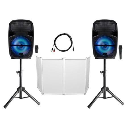 2000W Bluetooth LED DJ Speakers with Stands and Mics G987258