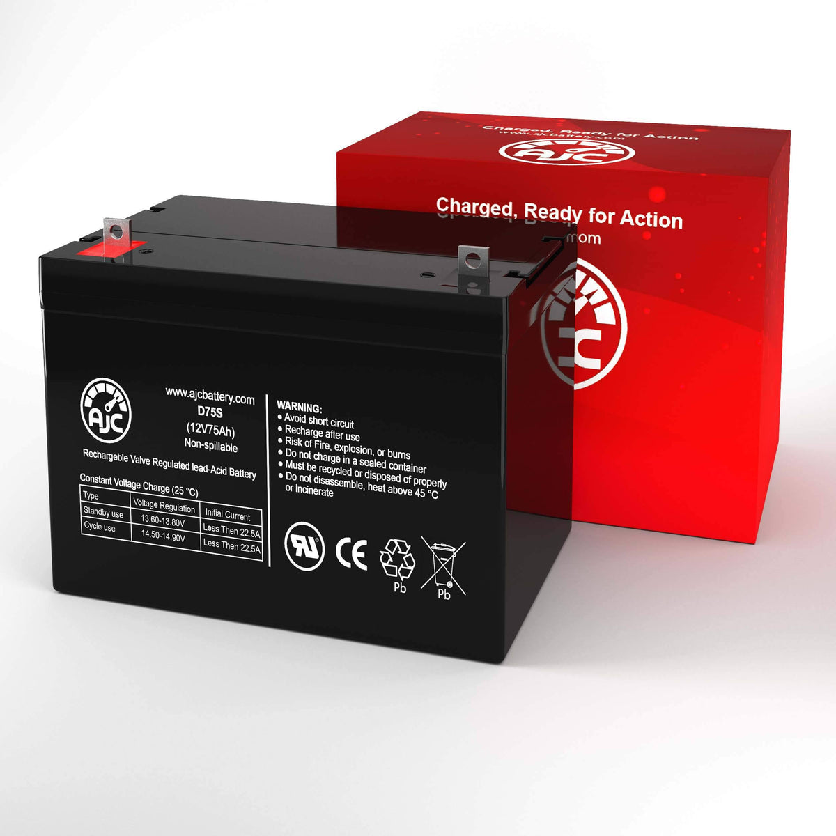 12V 75Ah Wheelchair Replacement Battery T216009