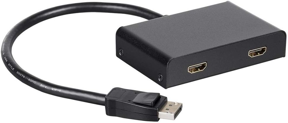 2-Port DisplayPort 1.2 to HDMI MST Hub, Black, Pack of 2 C962