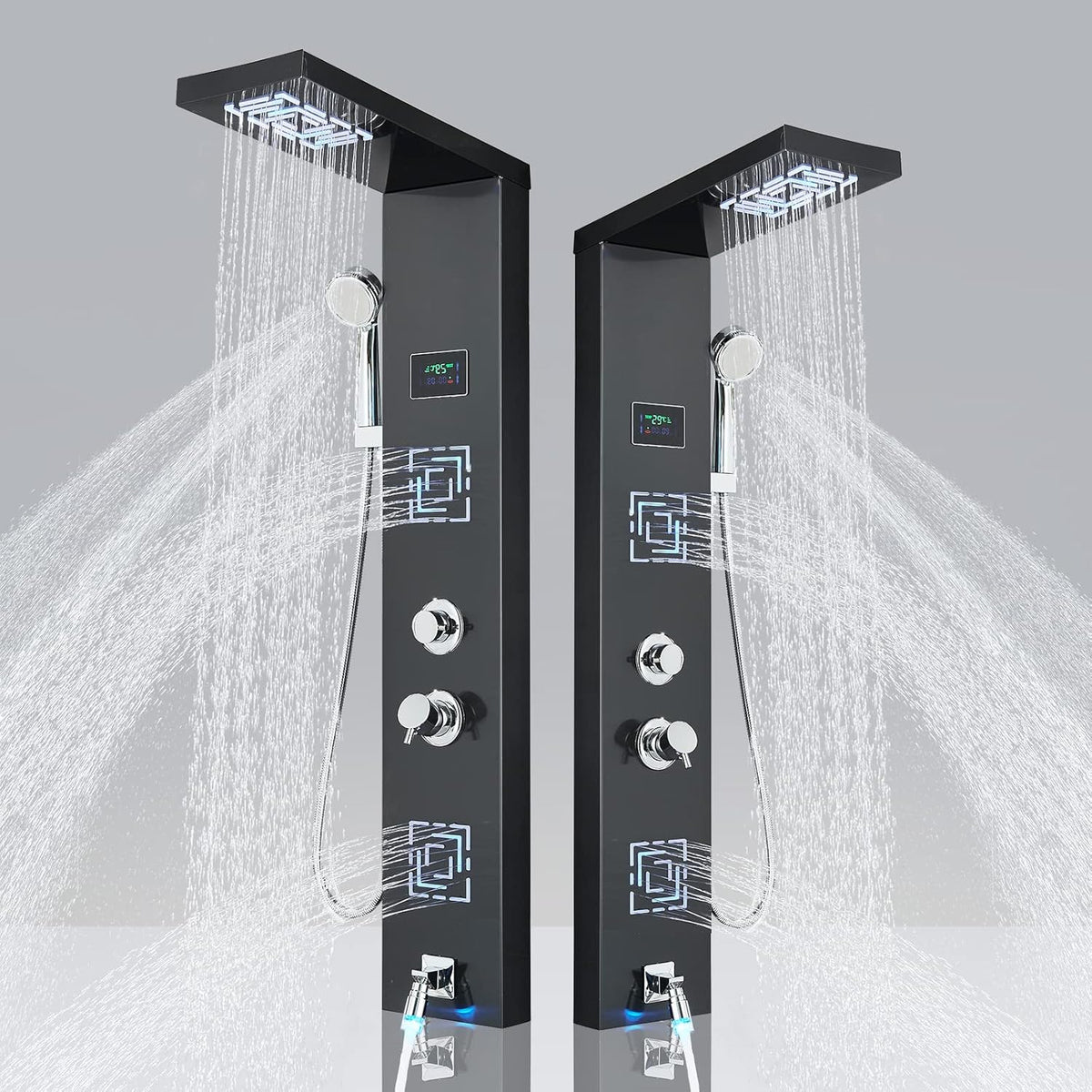 LED Shower Panel Tower System with Body Massage Jets, Rainfall Shower Head, Handheld Sprayer, Tub Spout J230