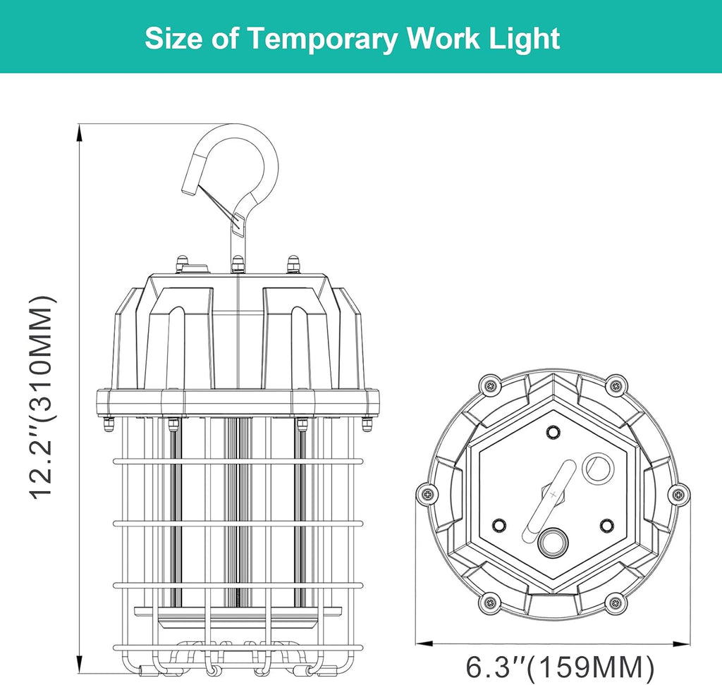 80W LED Portable Hanging Work Light, 11,600LM, IP65, Pack of 2 F87097