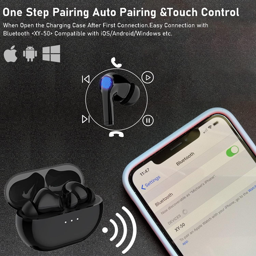 Hybrid Active Noise Cancelling Wireless Earbuds with Built-in Mic E79838