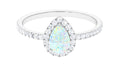 14K White Gold Teardrop Ring with Diamond Halo I2318