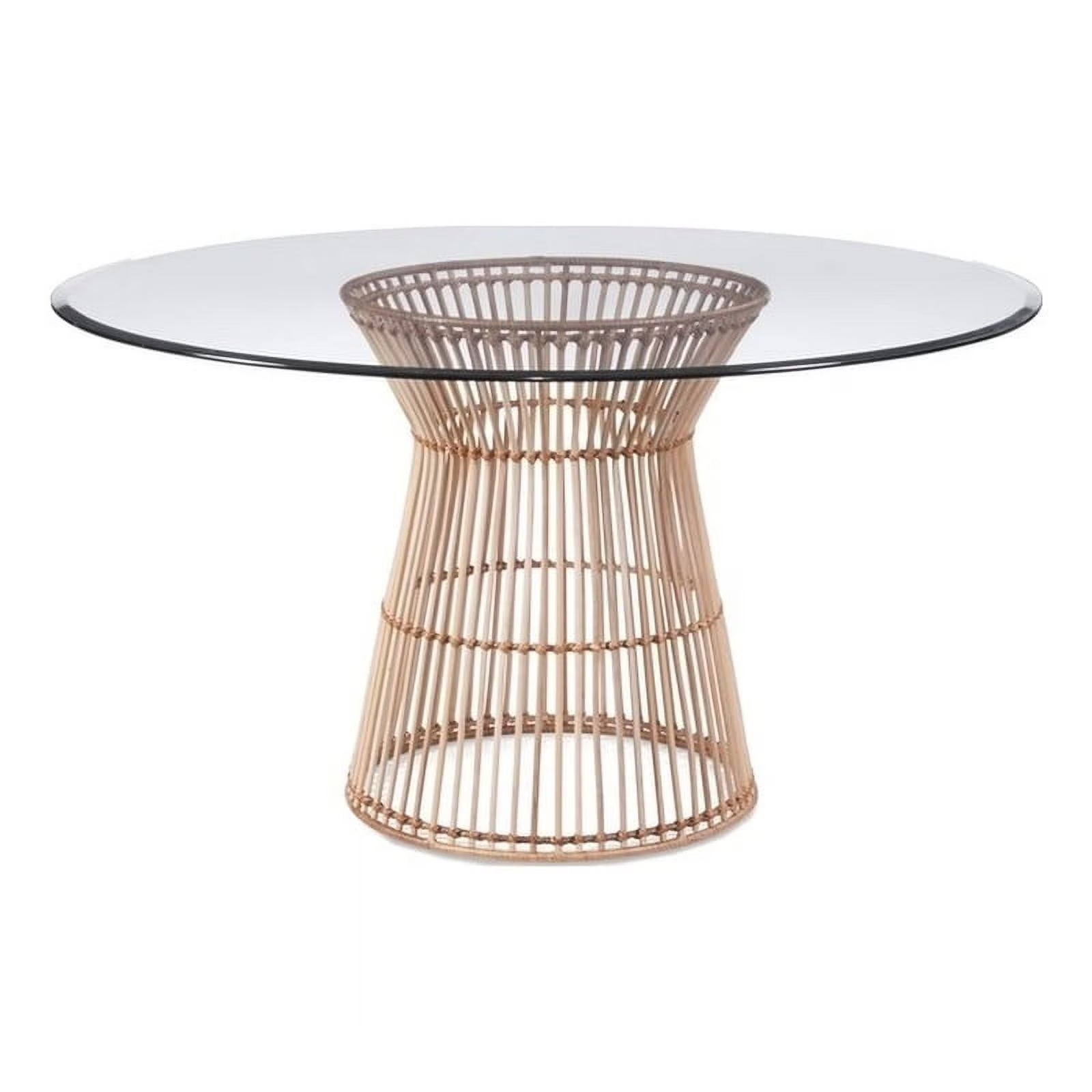 Tan Round Rattan Dining Table C26877