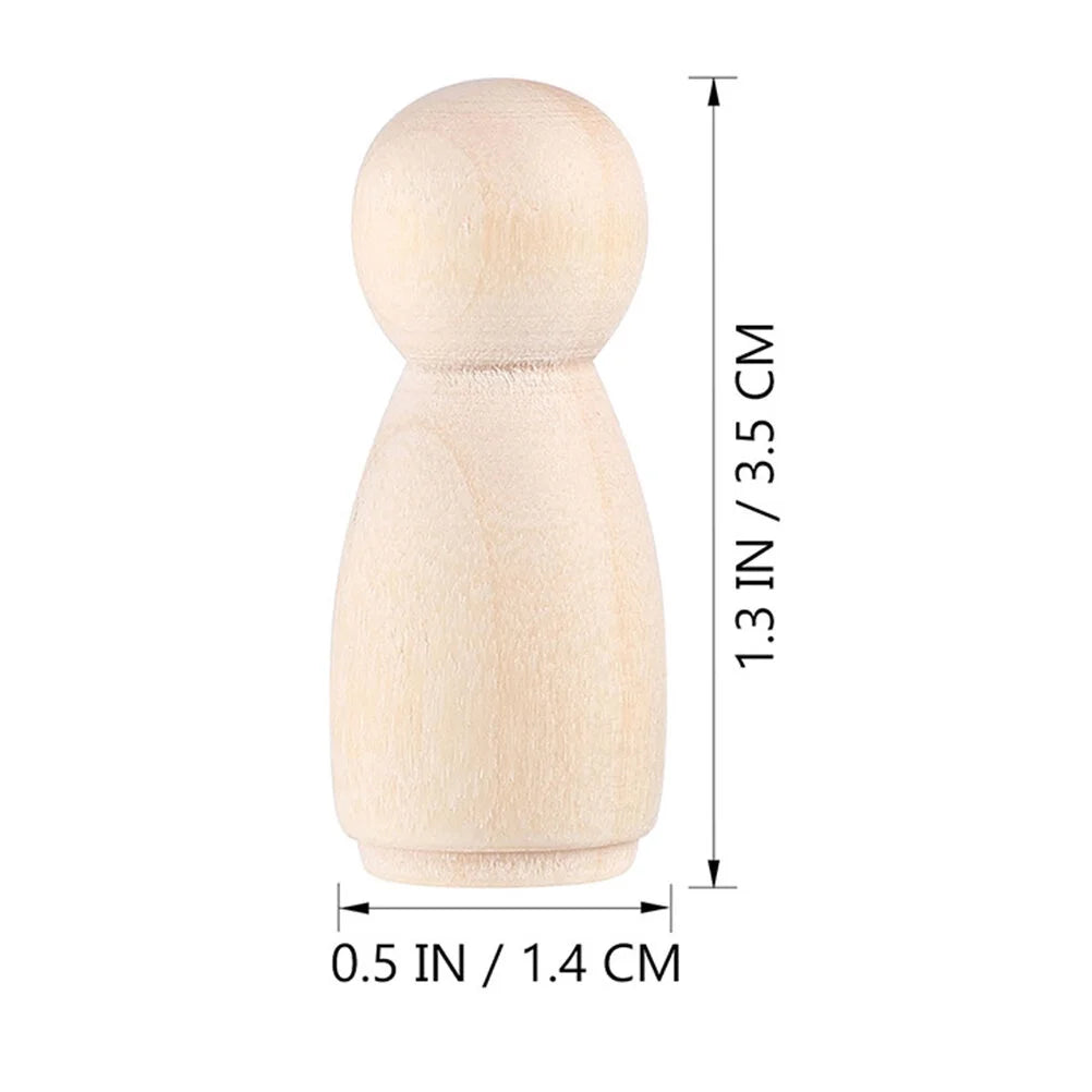120 Pcs Unfinished Wooden Peg Dolls J391