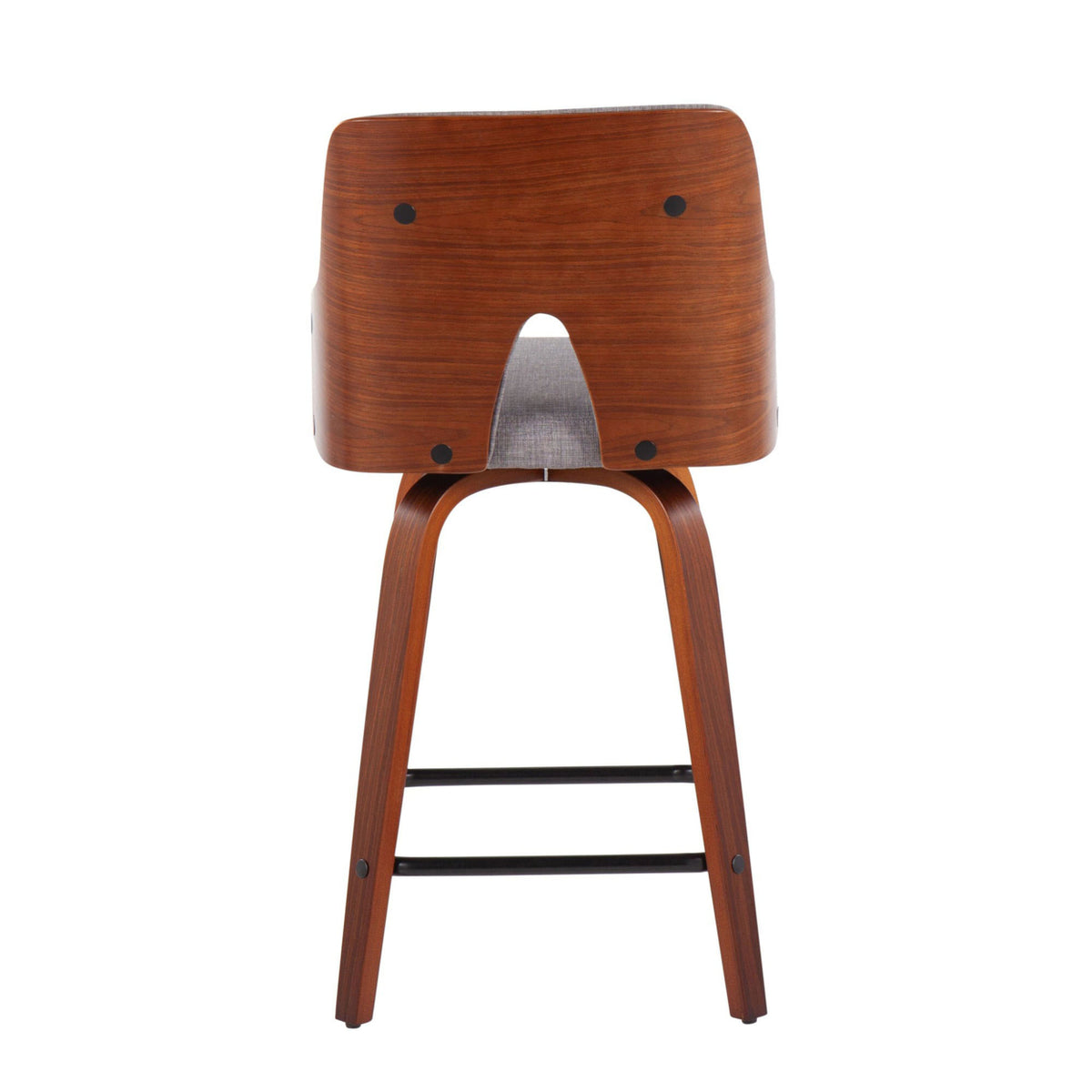 24" Counter Stool With Swivel In Walnut And Light Grey Fabric - Set Of 2 B85970