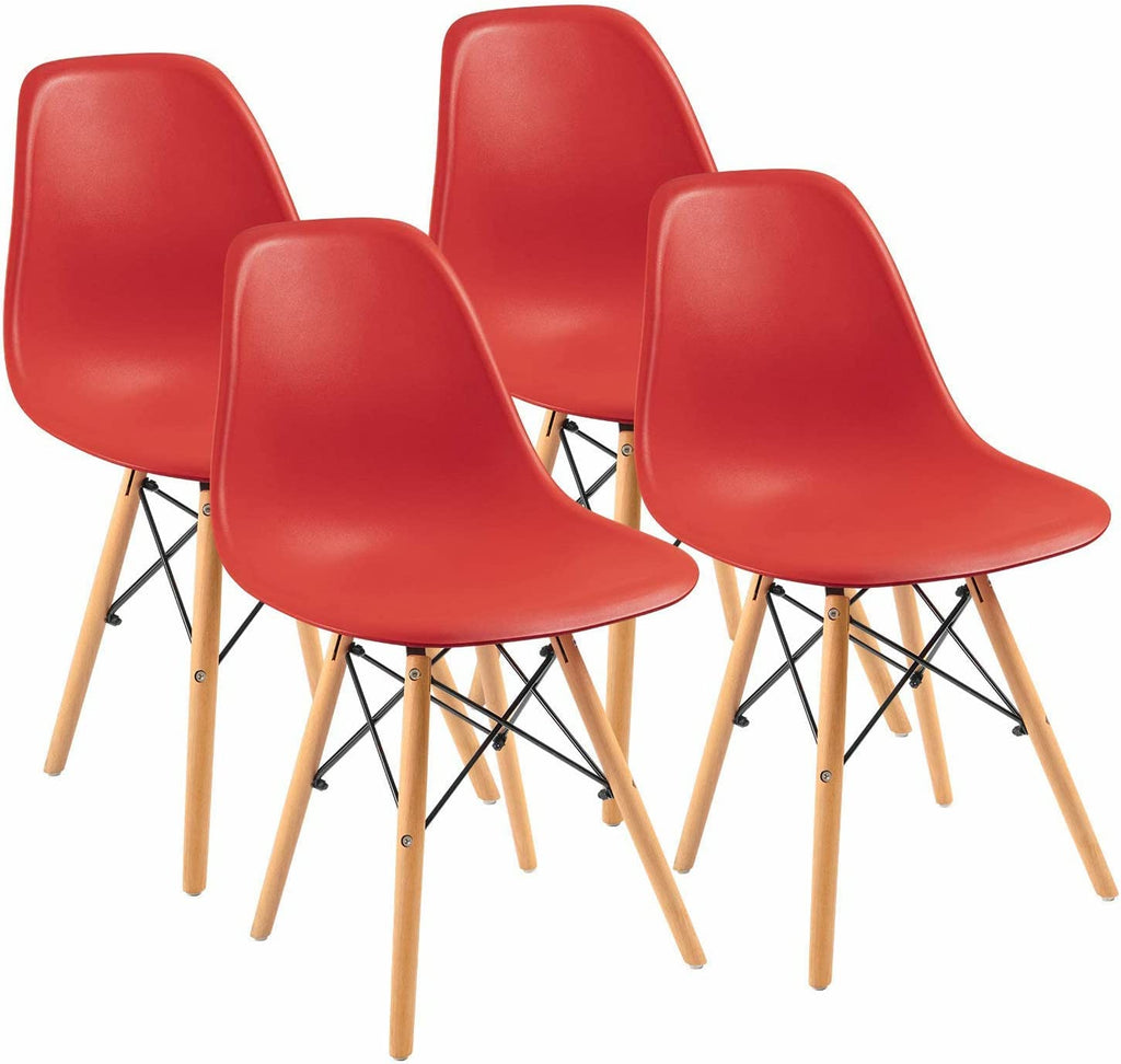 Red Plastic Dining Chair Set of 4 J80473
