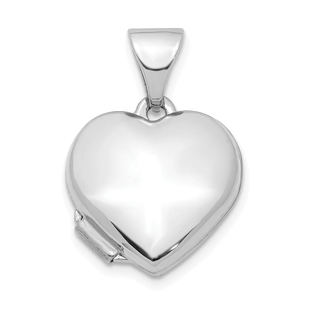 14K White Gold Rhodium Plated Heart Locket Pendant C761511