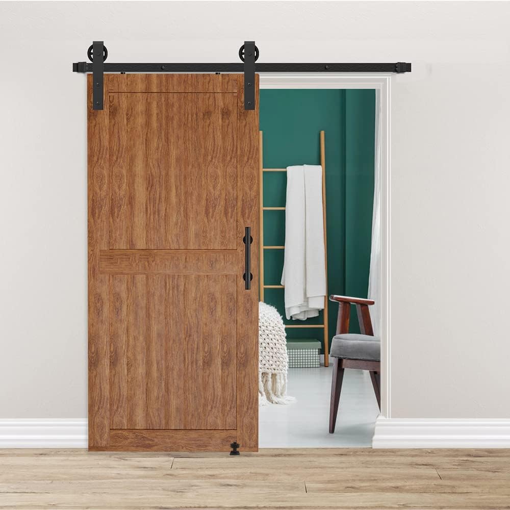 6.6FT Heavy Duty Sliding Door Hardware Kit with 12 Handle & Floor Guide E826561