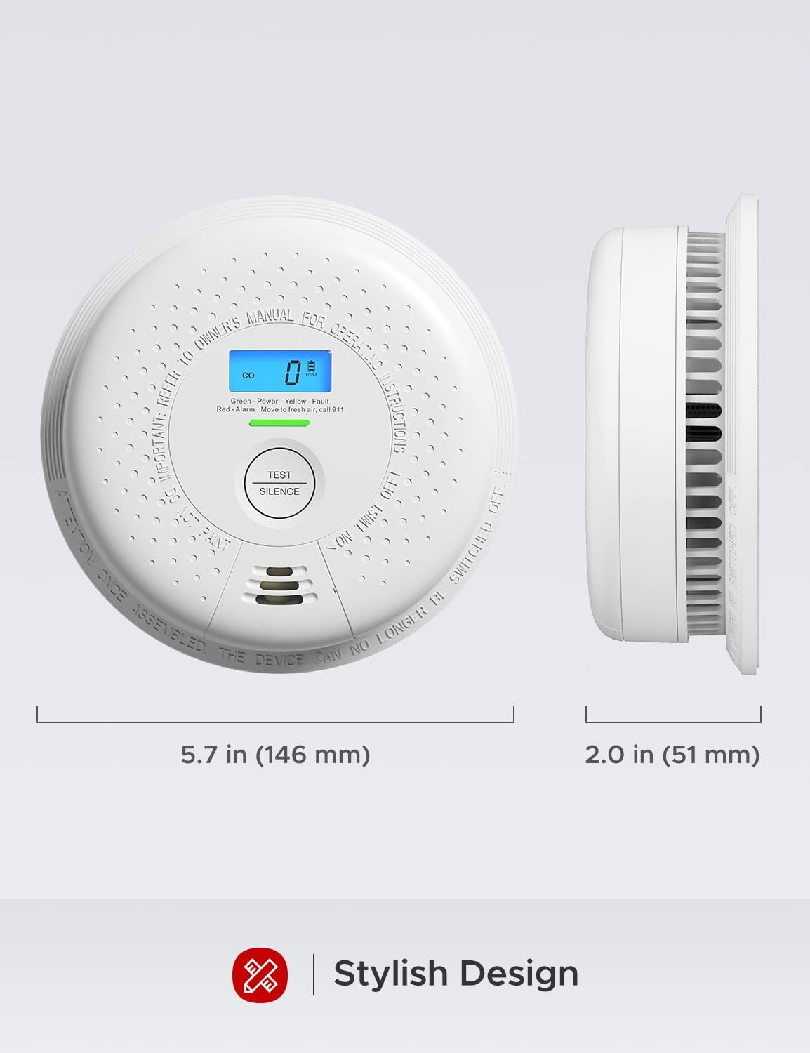 10 Year Battery Smoke and Carbon Monoxide Detector with LCD Display J63746