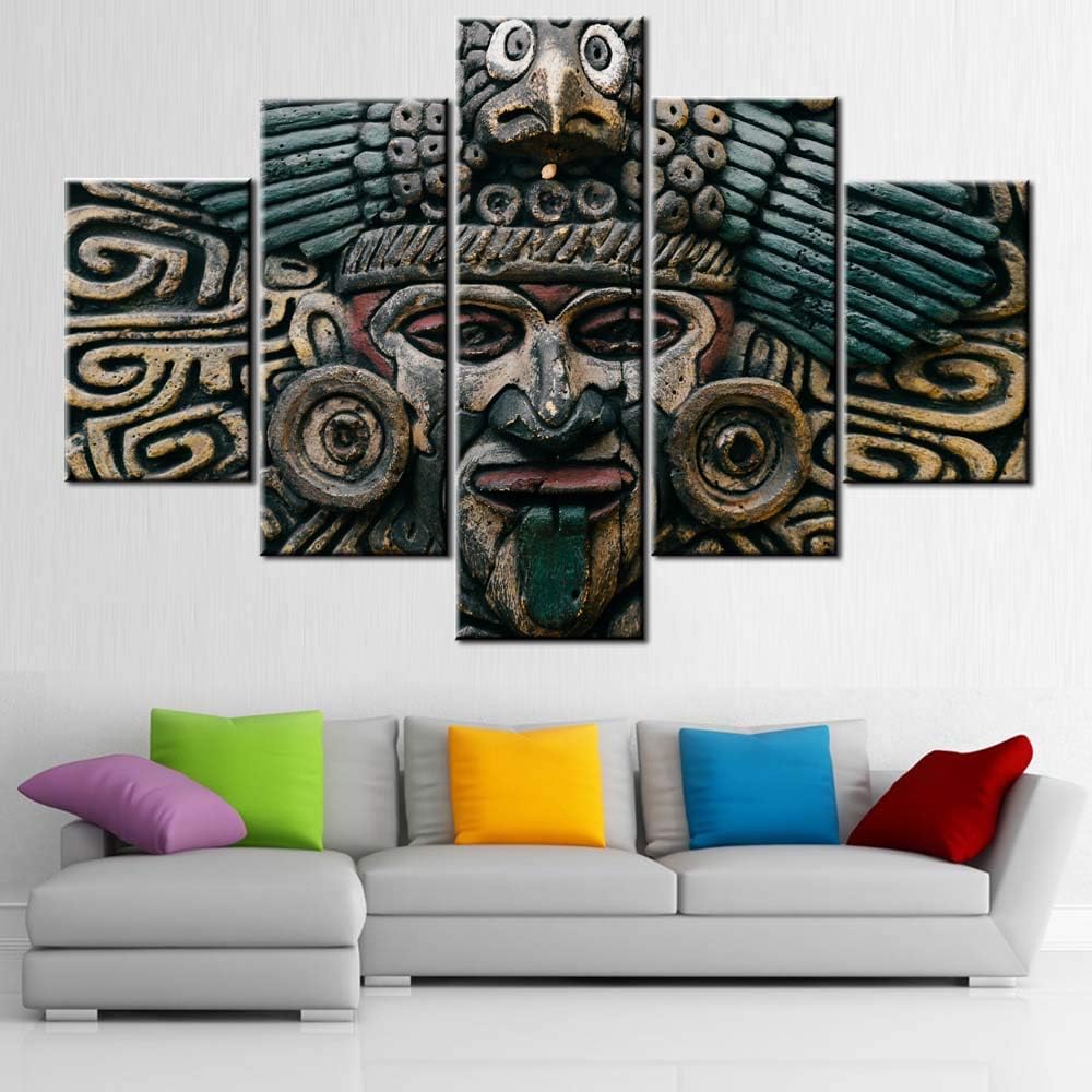 Aztec Calendar Canvas Wall Art Framed Ready to Hang Poster and Print Z4431