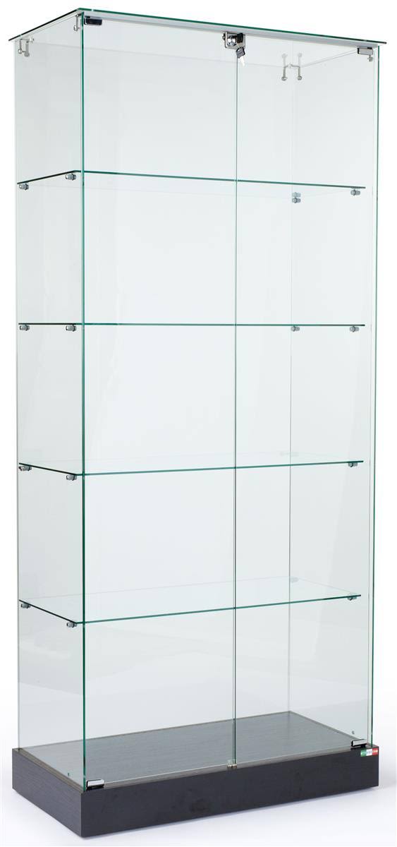 Glass Display Case with Hinged Door and 4 Fixed Shelves Q742