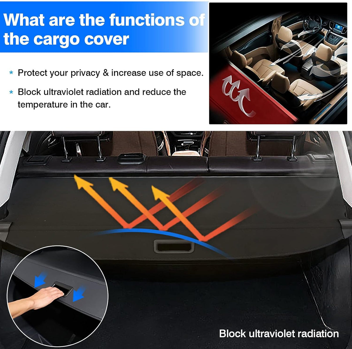 Cargo Cover Trunk Security Shade Black I4427