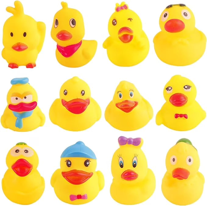 Yellow Rubber Ducks Preschool Bath Toys (Small Assorted 2.2''-12pcs) S462