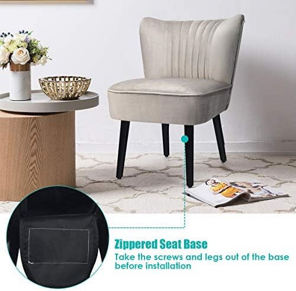 Velvet Accent Chair with Curved Backrest A871