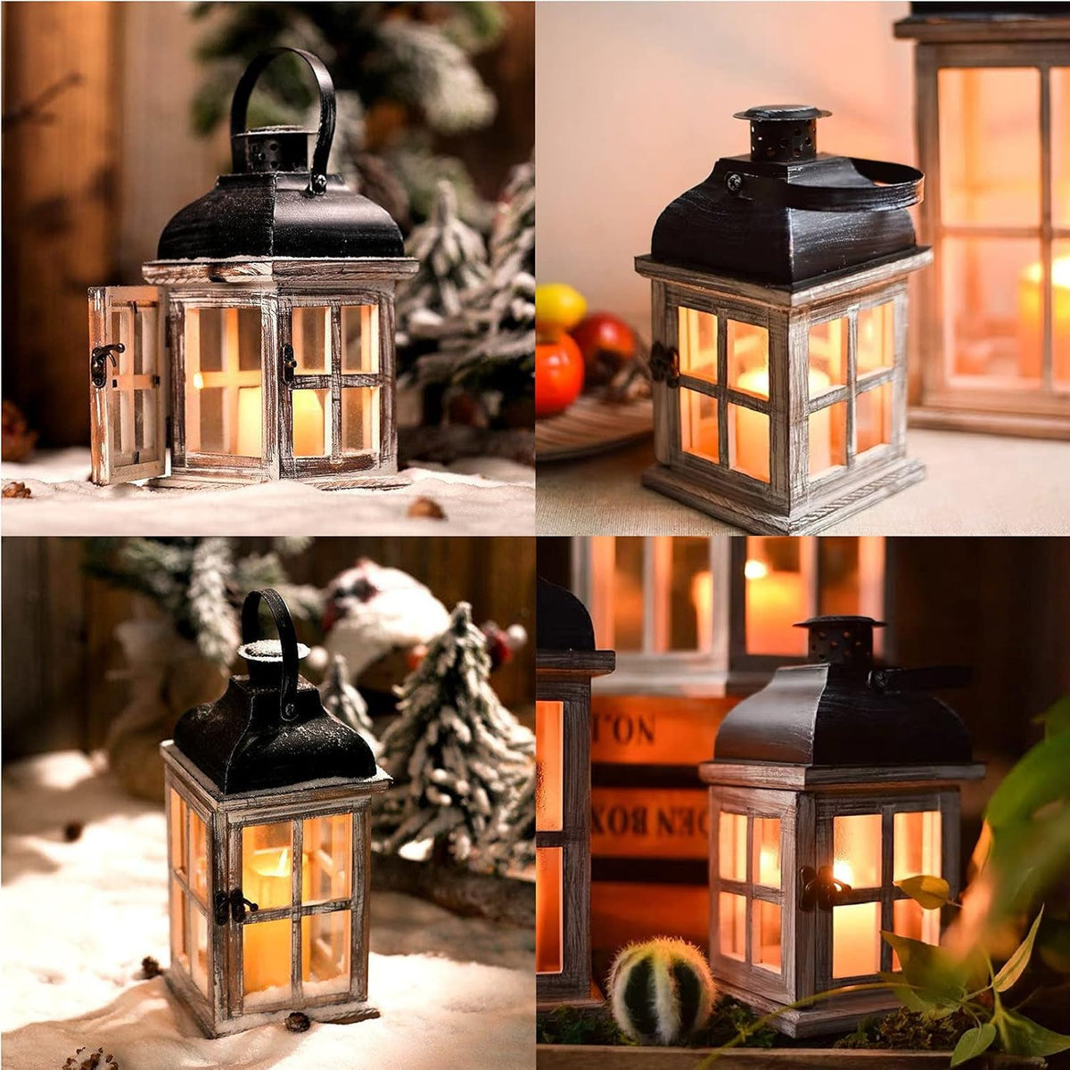 Rustic Wooden Candle Lantern Y2619