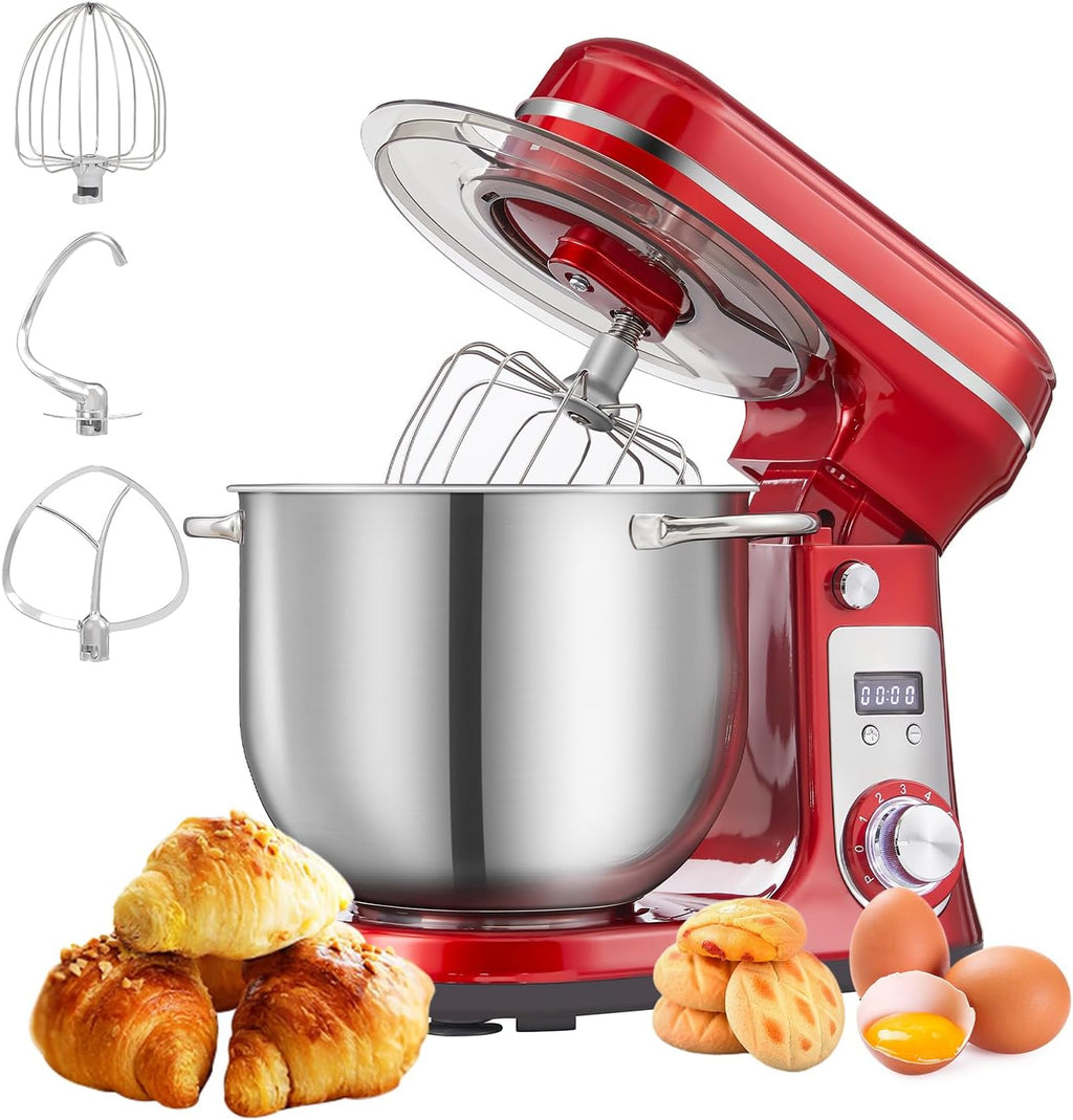 6.5-QT Red Electric Stand Mixer with Stainless Steel Bowl Y971235