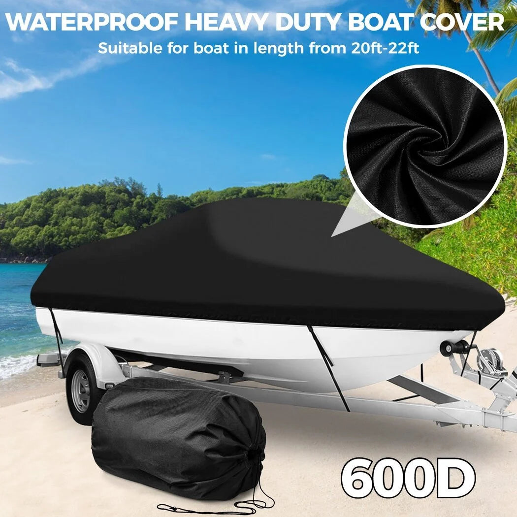 Boat Cover for V-Hull Runabouts Outboards and I/O Bass Boats, Fits up to 20-22ft K909