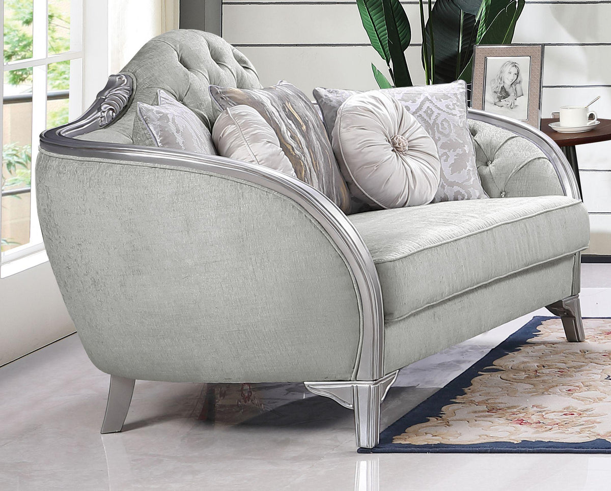Silver Gray Finish Wood Sofa Set 2Pcs F243