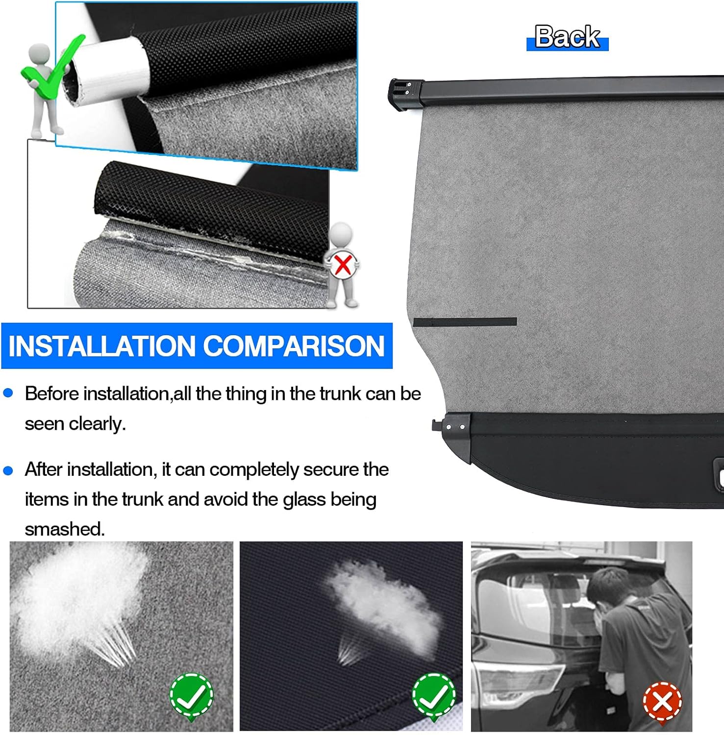 Cargo Cover Trunk Security Shade Black I4427