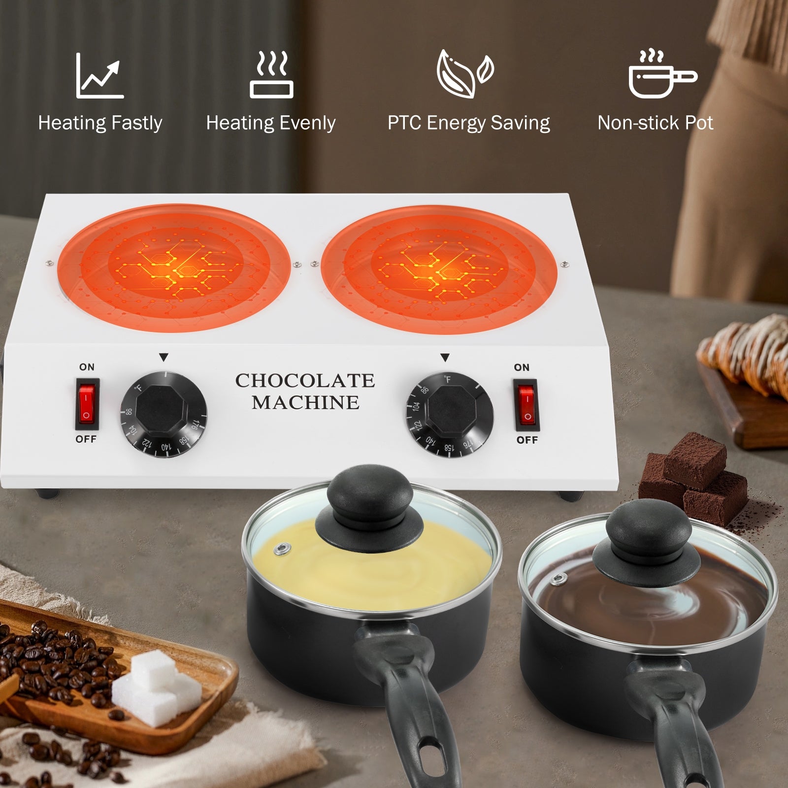 Chocolate Melting Pot, Double Pots Electric Melter D4573