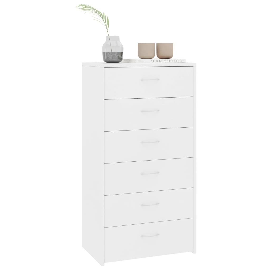 White 6 Drawer Sideboard Chipboard A494