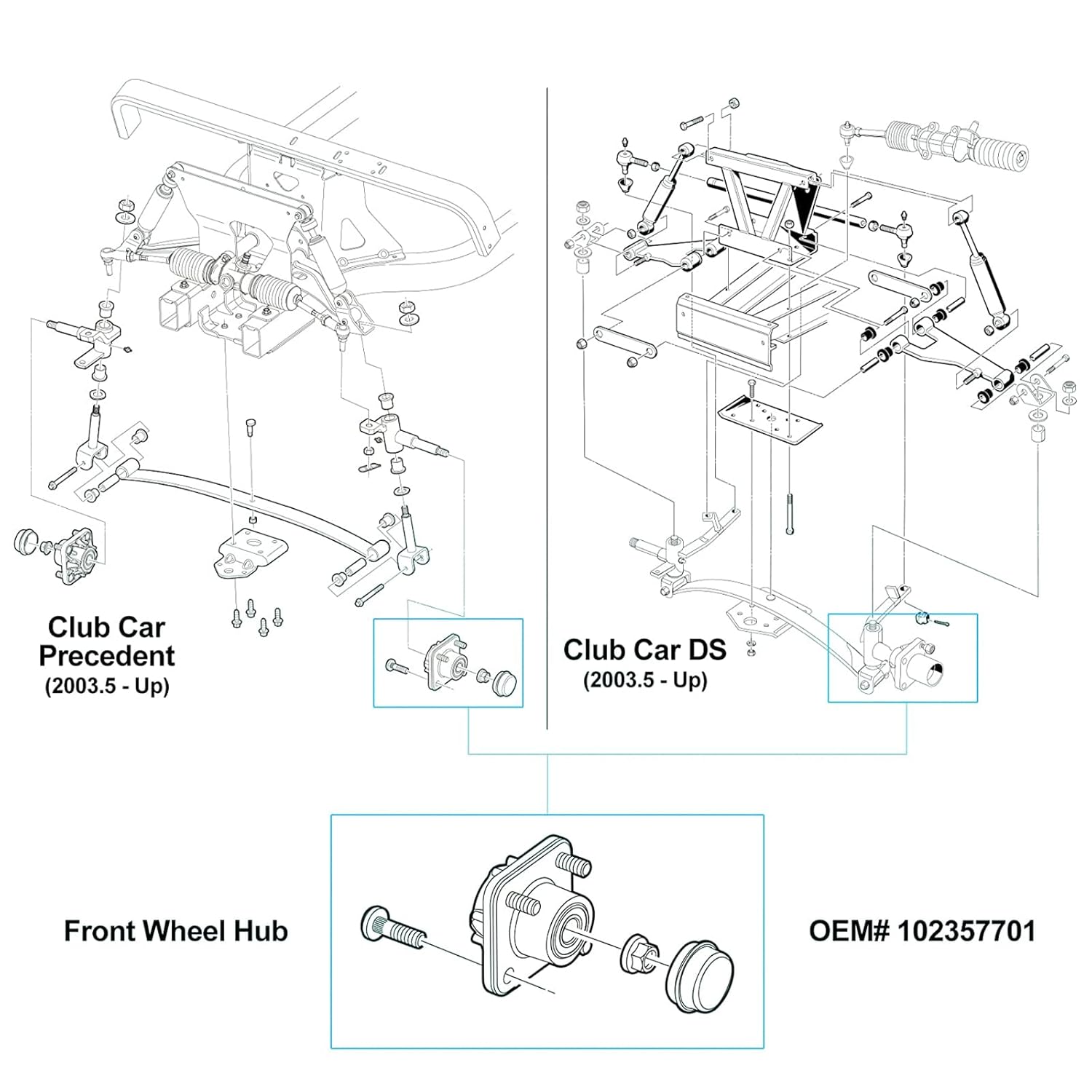 2Pcs Front Wheel Hub Assembly with Bearings X689