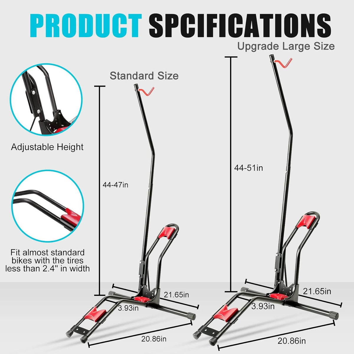 Vertical Bike Floor Stand, Adjustable Height, Pack of 2 V80766