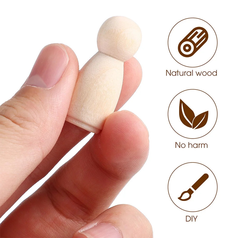 120 Pcs Unfinished Wooden Peg Dolls J391