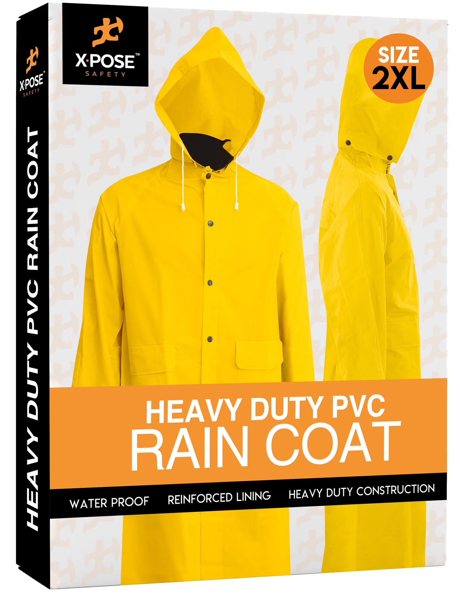 Yellow 48in PVC Raincoat Jacket with Detachable Hood F917602