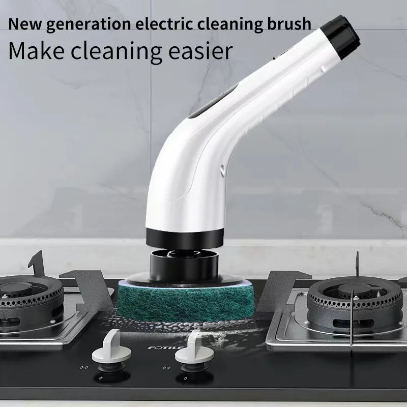 Cordless Electric Spin Scrubber with 8 Heads & Long Handle J720539