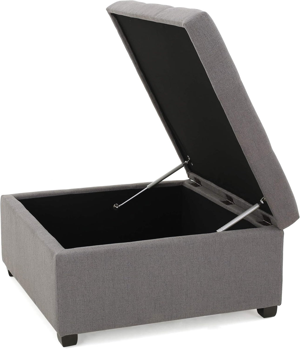 Dark Grey Fabric Storage Ottoman P755