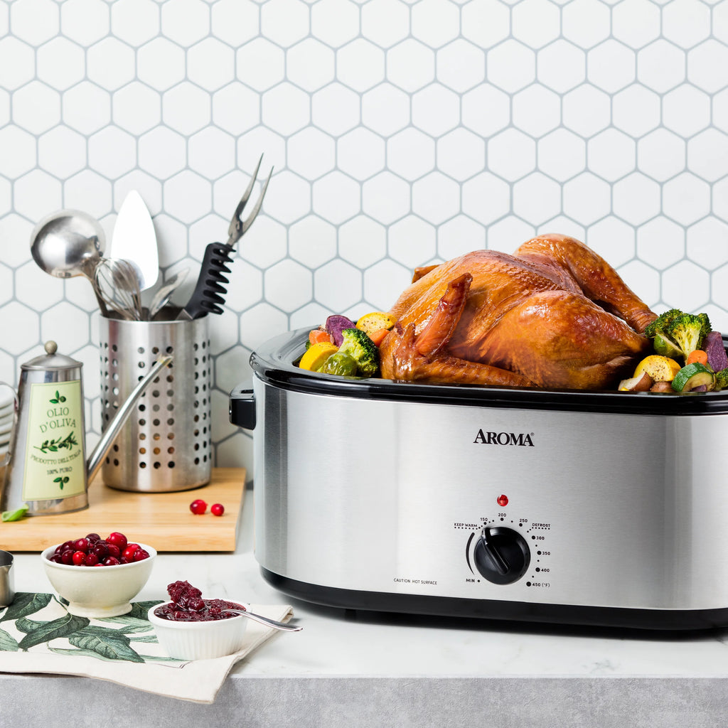 22 Quart Electric Roaster Oven with High-Dome & Self-Basting Lid, Stainless Steel K8063
