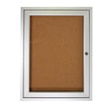 Enclosed Bulletin Board 1 Door Natural Cork Tackboard with Satin Frame Notice Board, 36H x 36W V946054