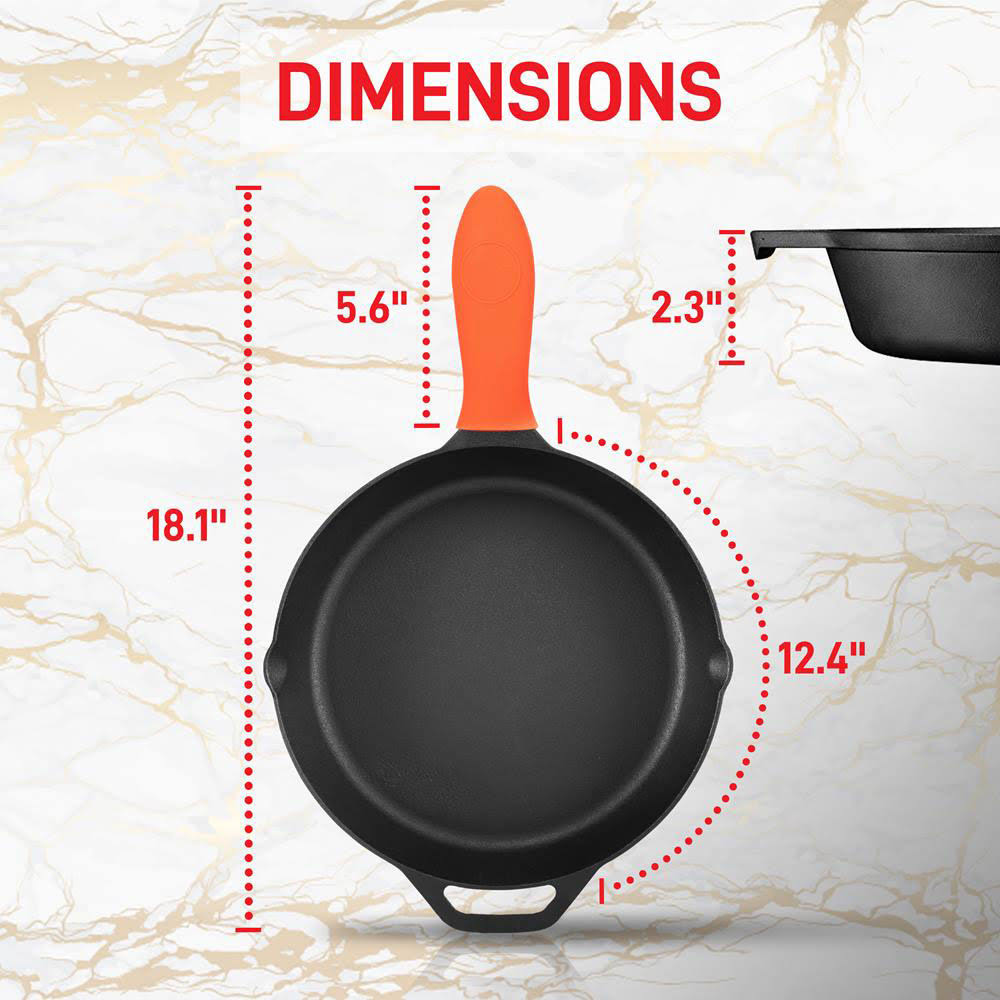 12x22 Pre Seasoned Nonstick Cast Iron Frying Pan with Lid (4 Pack) G6935