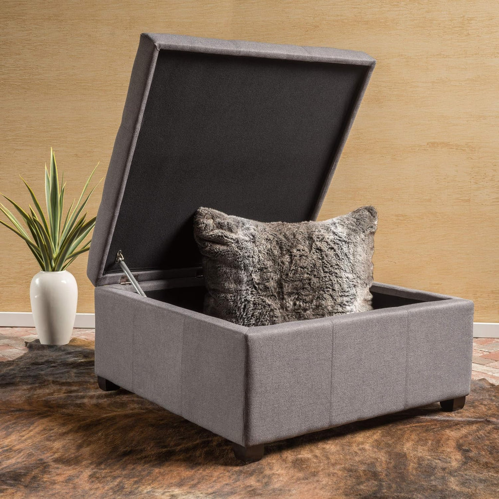 Dark Grey Fabric Storage Ottoman P755