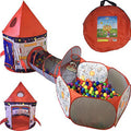 3pc Kids Play Tent Tunnel and Ball Pit with Basketball Hoop W41886