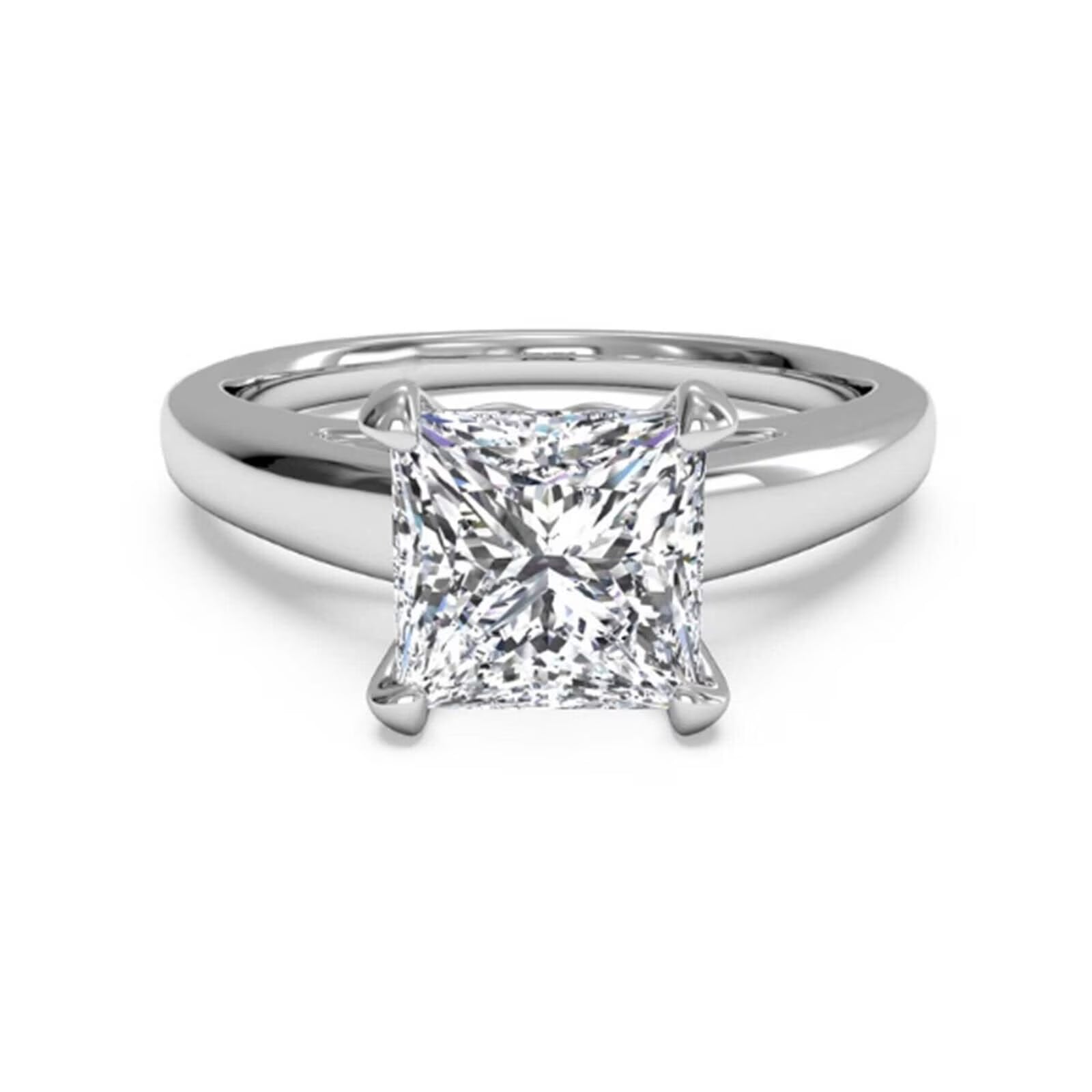 18K White Gold Plated Sterling Silver Moissanite Ring X685