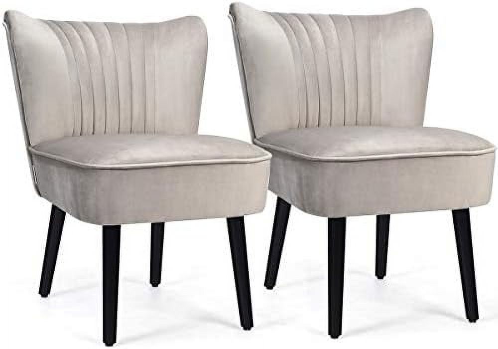 Velvet Accent Chair with Curved Backrest A871