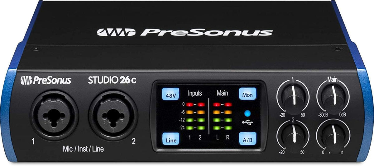 2x4 USB Audio/MIDI Interface with Studio One 5 Artist Software Pack with CR3-X Pair Studio Monitors and 1/4” Instrument Cables Z1786