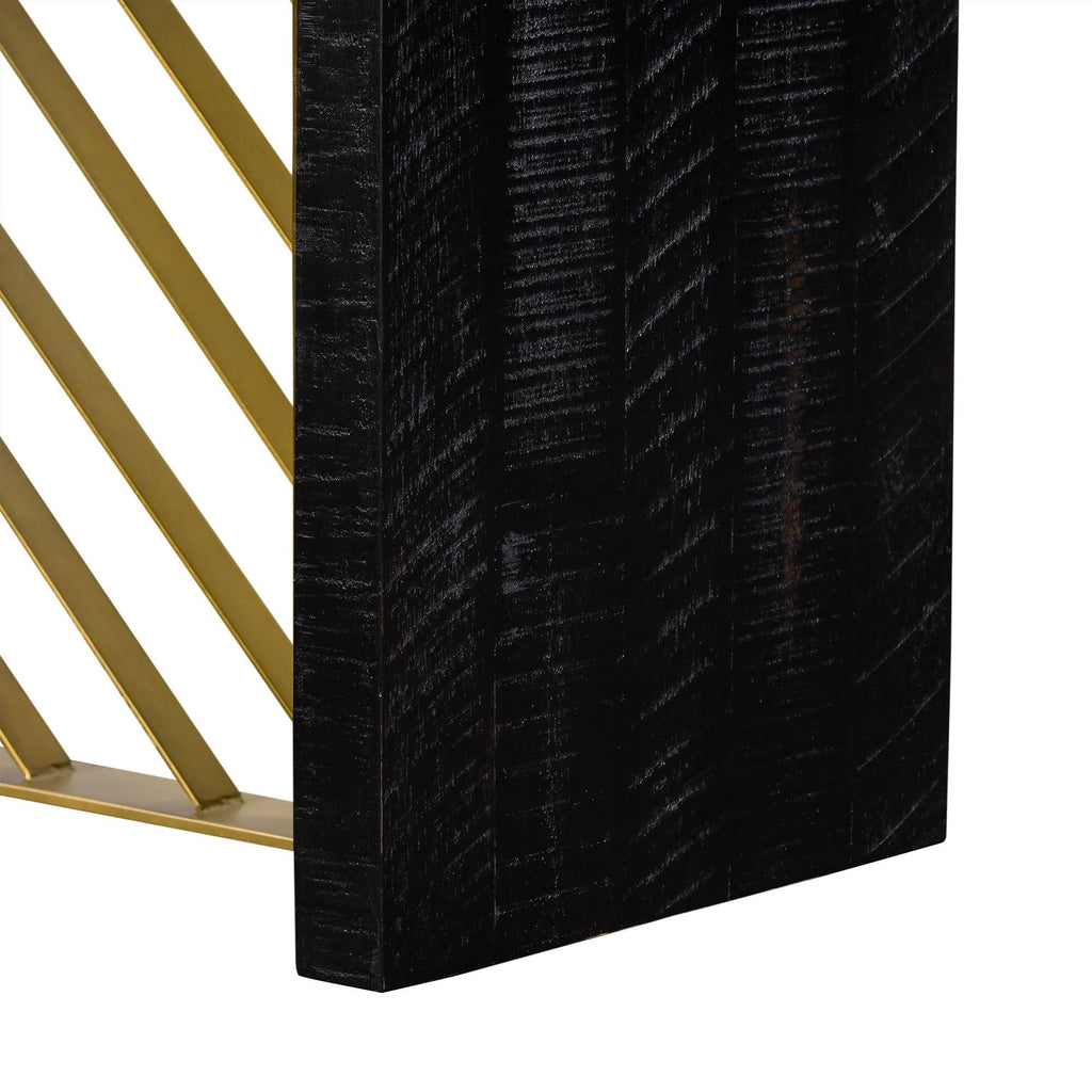 Black Wood Console Table with Antique Brass Accent A439730