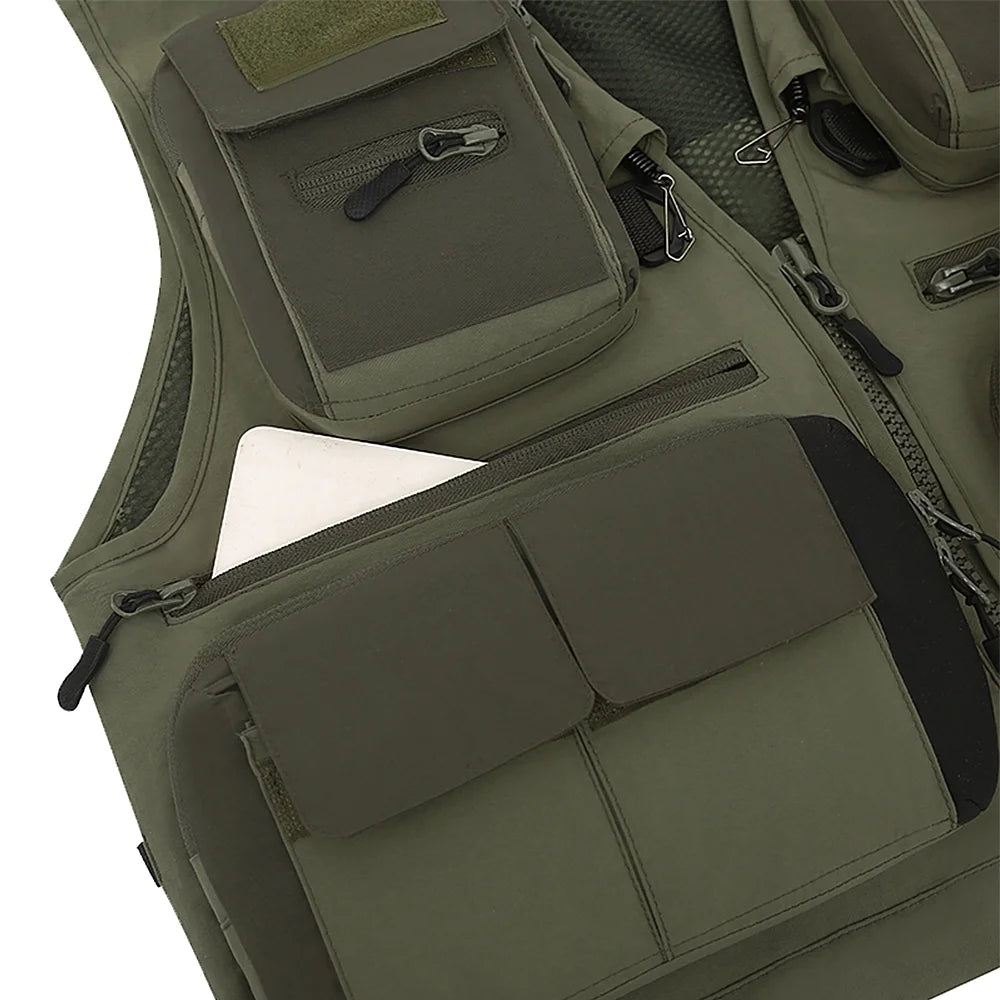 Mesh Fishing Vest Multi-pocket Sleeveless Quick-Dry Waistcoat Z45294