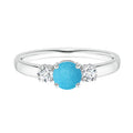 925 Sterling Silver Turquoise Three Stone Engagement Ring T5698