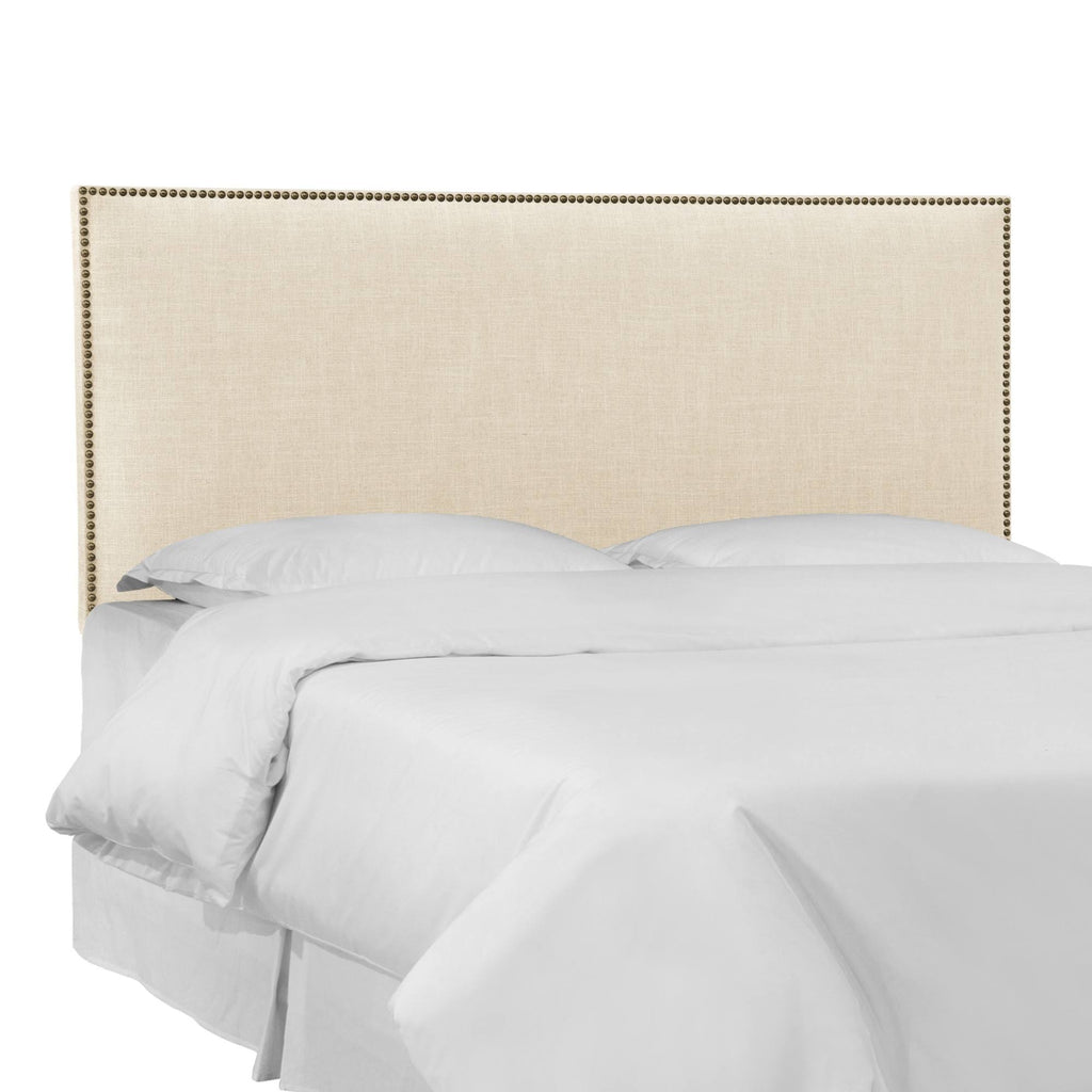 Cream Linen Headboard with Brass Nailbuttons G877444