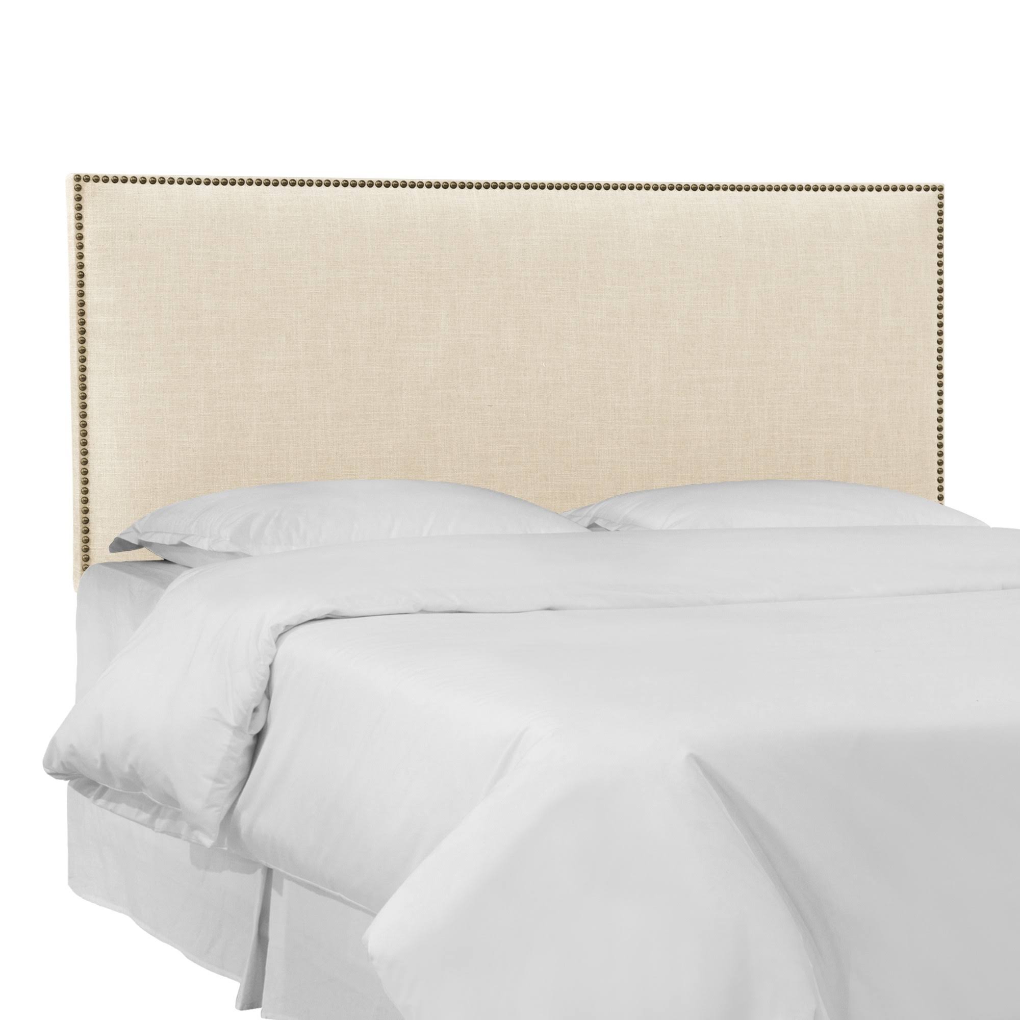Cream Linen Headboard with Brass Nailbuttons G877444