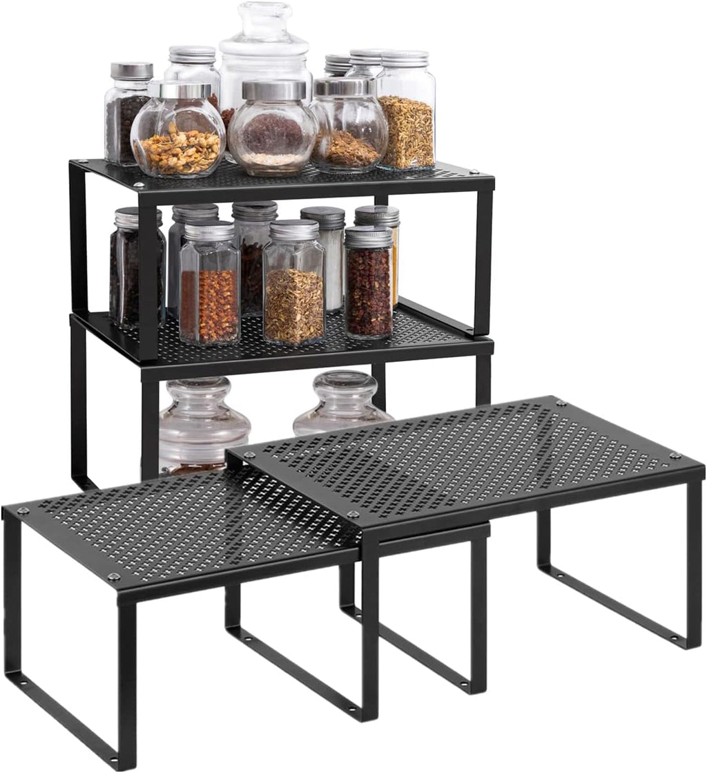 Set of 4 Expandable Metal Cabinet Shelf Organizers X75396