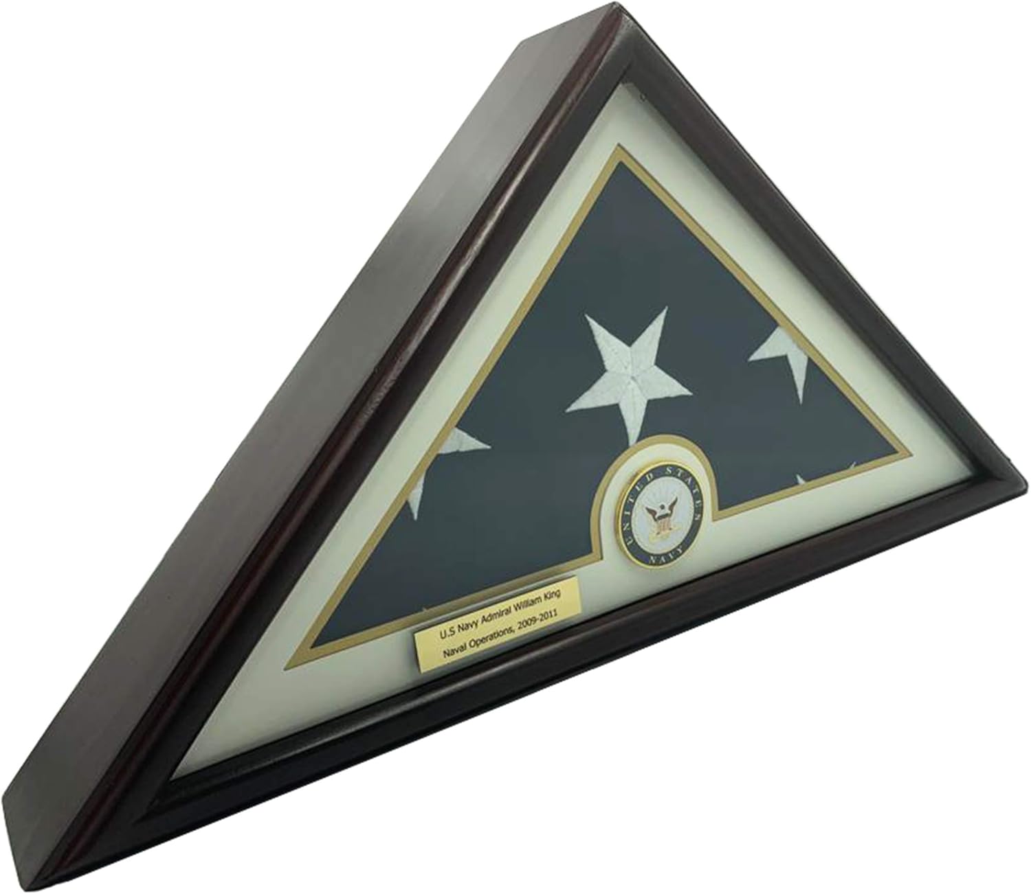 Solid Wood Cherry Finish Flag Display Case with Customized Name Plate P23263
