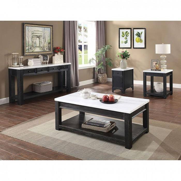 White Black Side Table P51862